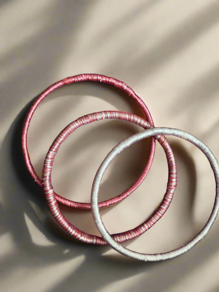 Pink silk thread bangles