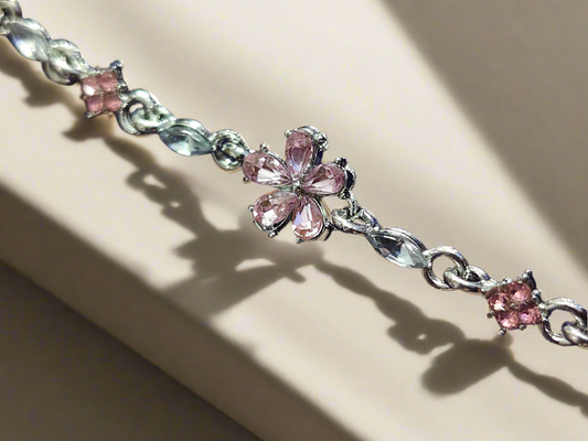 Pink flower bracelet