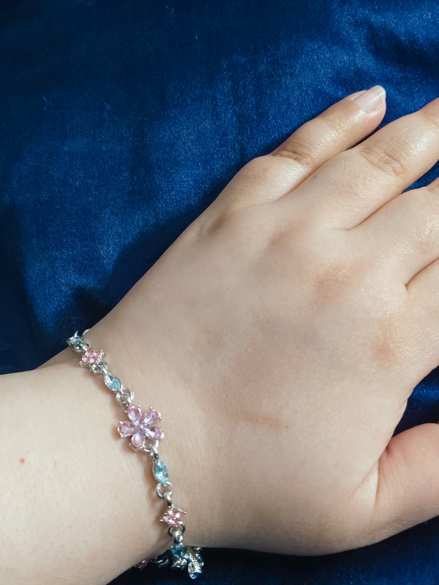 Pink flower bracelet