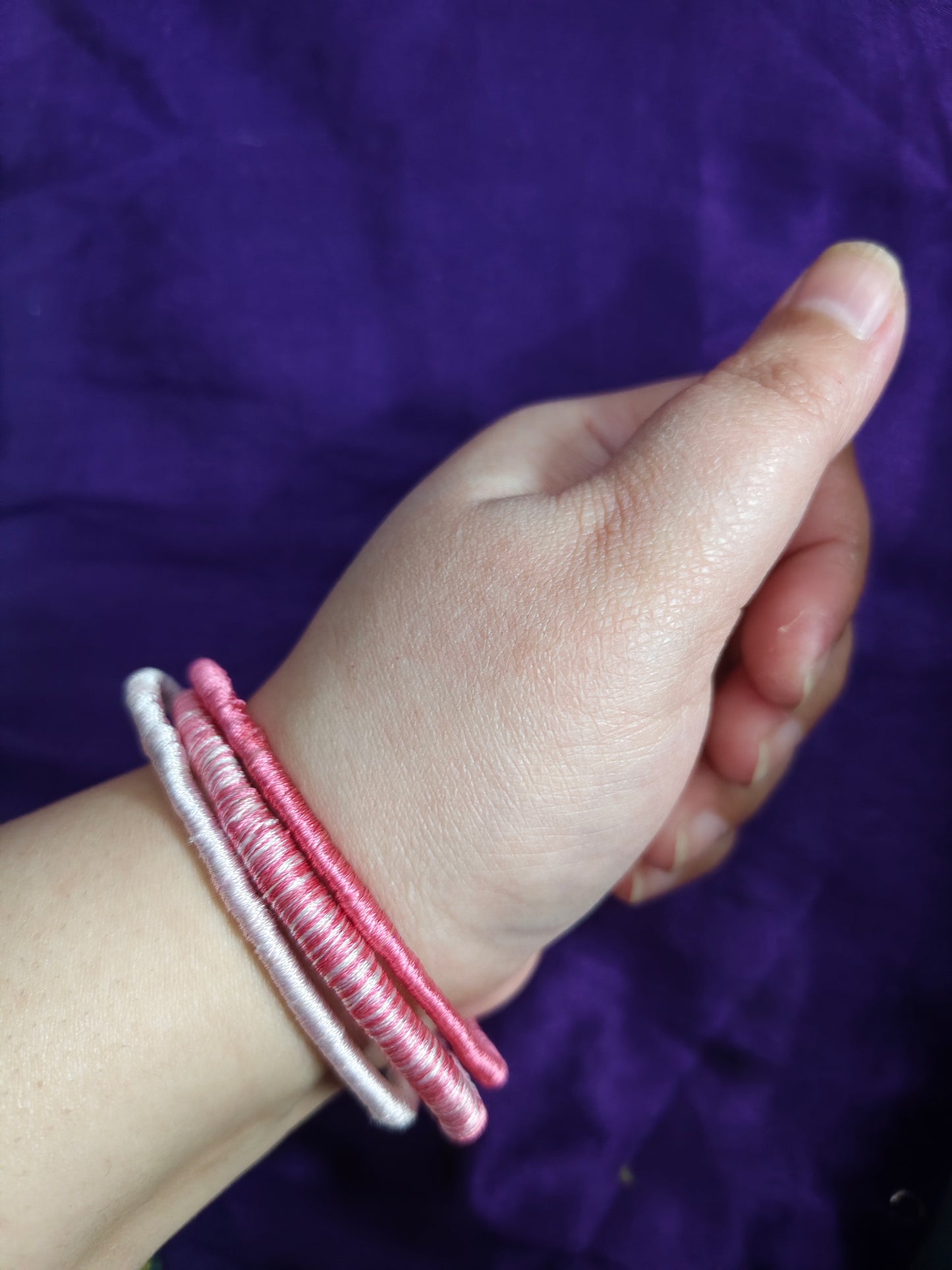 Pink silk thread bangles